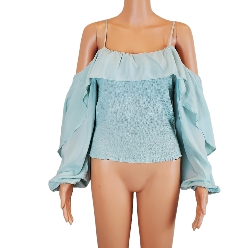 INC International Concepts  sage green long sleeve blouse